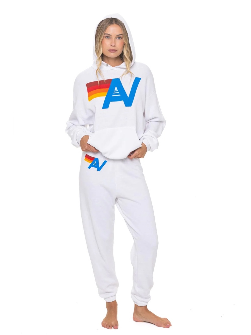 Aviator Nation White Hoodie with Colorful 'AV' Logo - Picture 14 of 14